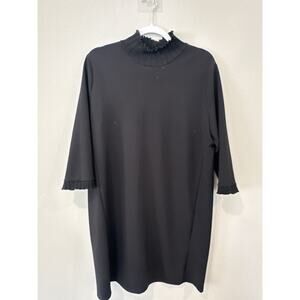 NWOT Zara 3/4 Sleeve Mock Neck Ruffle Knee Length Fall Dress Size Large 2180